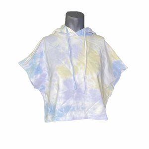 Elodie Blue Purple Tie Dye Crop Top Hoodie Size L